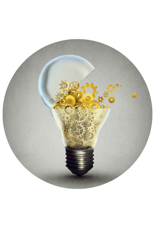 lightbulb with cogs inside (Shutterstock)